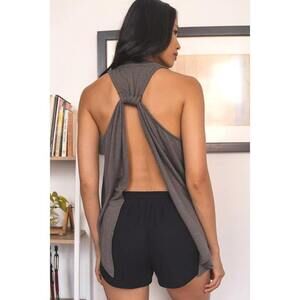 Lulus Simply Stated Washed Grey Open Back Tank Top - Size L